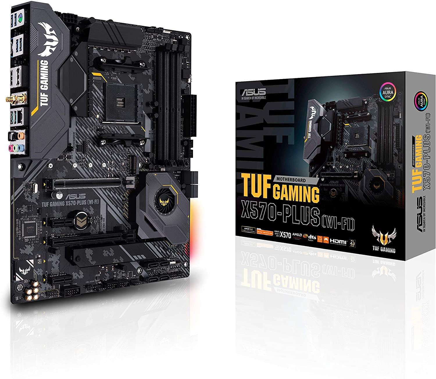 Asus AM4 TUF Gaming X570-Plus (Wi-Fi) ATX motherboard with PCIe 4.0, dual M.2, 12+2 with Dr. MOS power stage, HDMI, DP, SATA 6Gb/s, USB 3.2 Gen 2 and Aura Sync RGB lighting